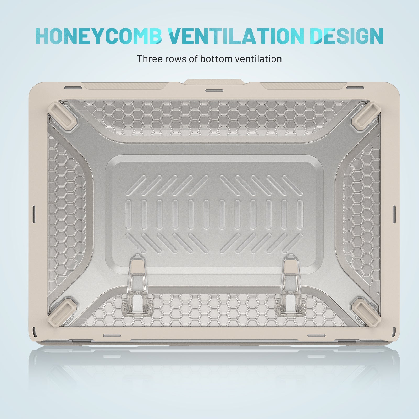 For MacBook Air 13 inch (2022) M2 A2681 Heat Dissipation Laptop Case Shockproof Hard PC Soft TPU Kickstand Cover - Apricot For MacBook Air 13 inch (2022) M2 A2681 Heat Dissipation Laptop Case Shockproof Hard PC Soft TPU Kickstand Cover - Apricot